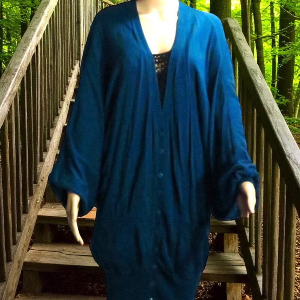 Teal Blue Cocoon Sweater Jacket